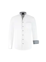 Haus Huberts Heren blouse wit met blauwe accenten