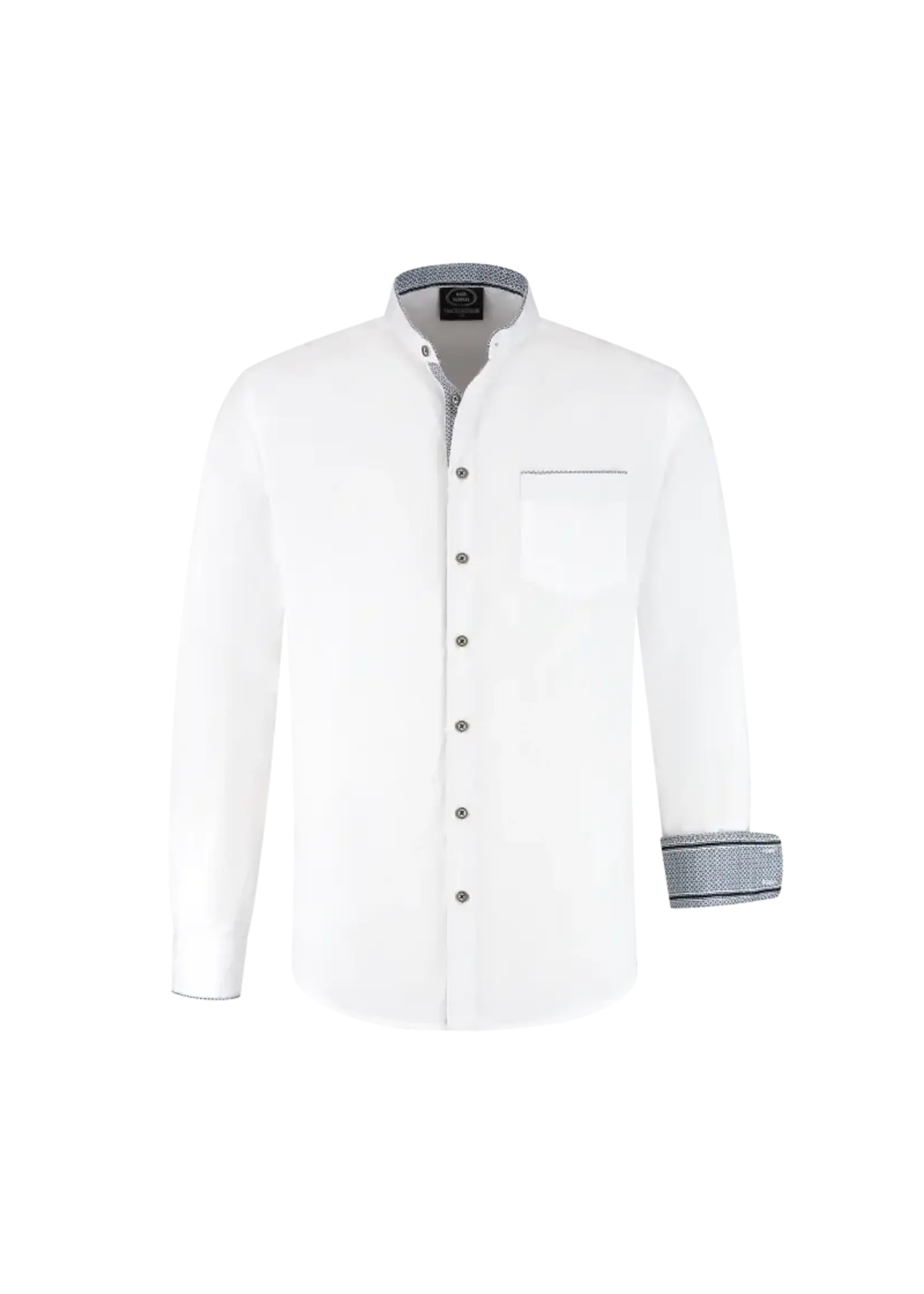 Haus Huberts Heren blouse wit met blauwe accenten