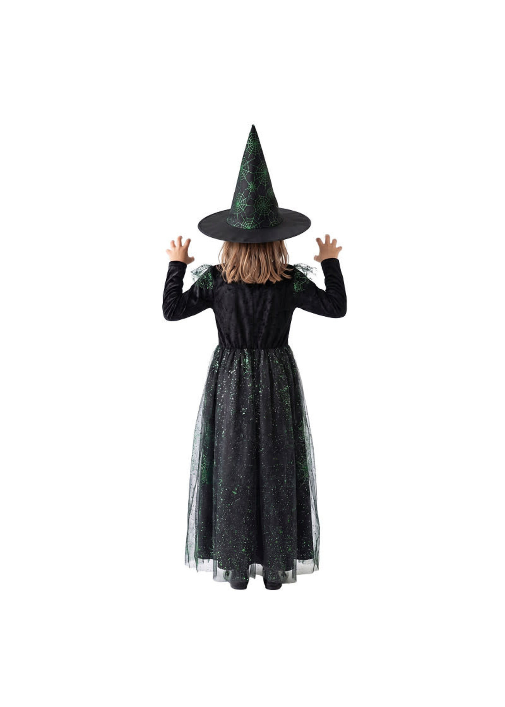 Feestkleding Breda Heksenjurk groen lang met hoed Kind