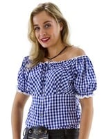 Feestkleding Breda Tiroler blouse dames blauw/wit