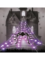 Feestkleding Breda LED Spinnenweb met spin 5m 125 violet lampjes