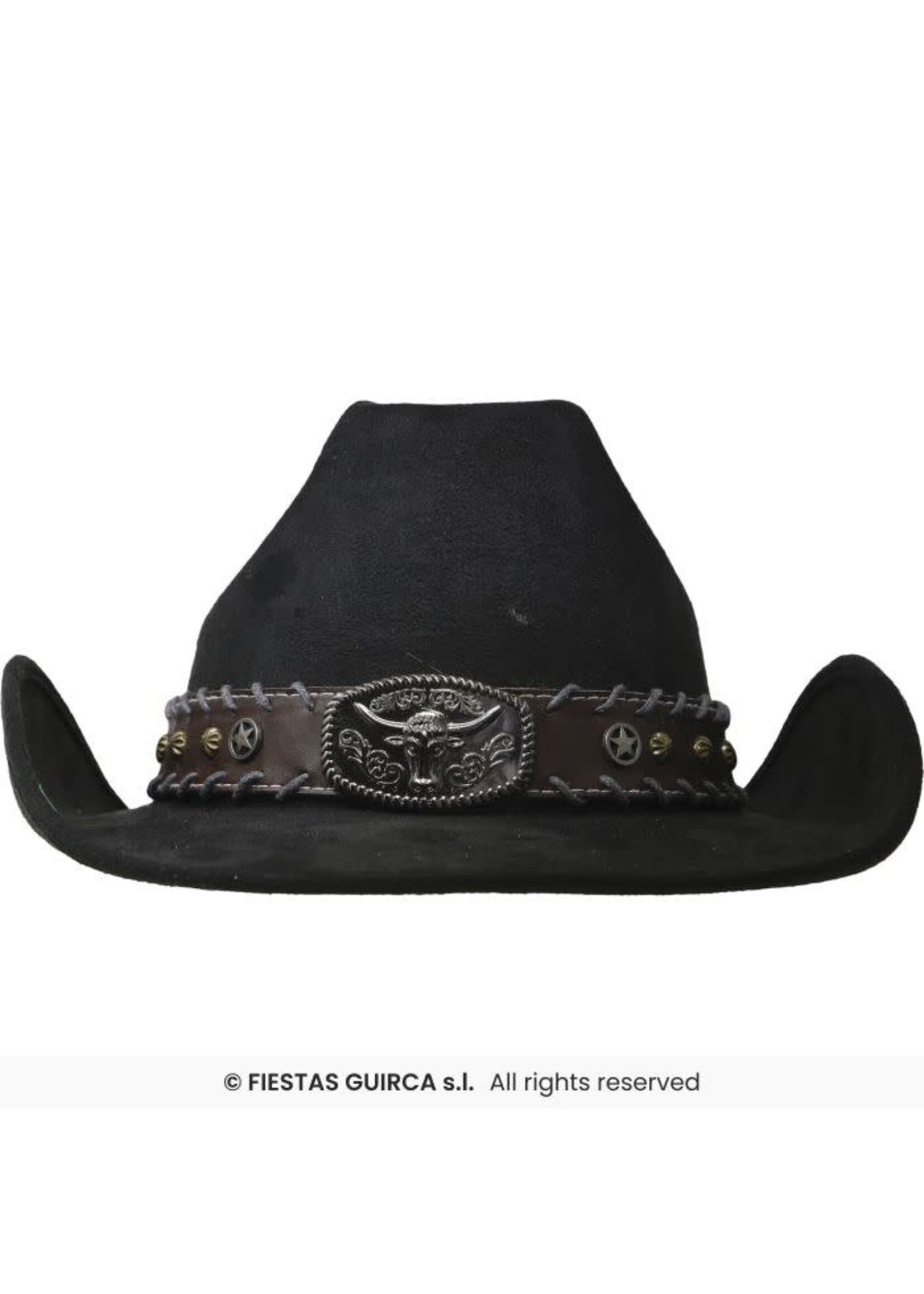 Feestkleding Breda Vilten cowboyhoed met gesp, zwart
