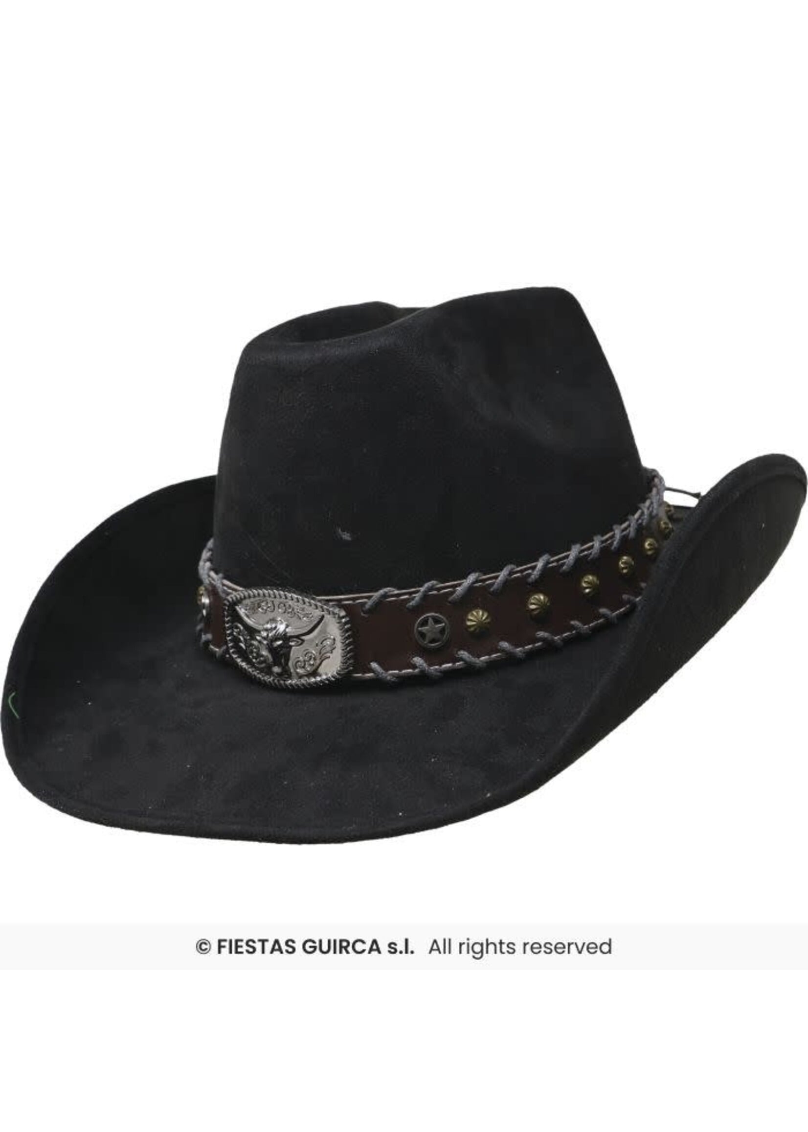 Feestkleding Breda Vilten cowboyhoed met gesp, zwart