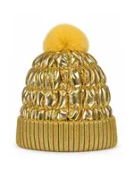 PartyXplosion Metallic gouden muts met pompon