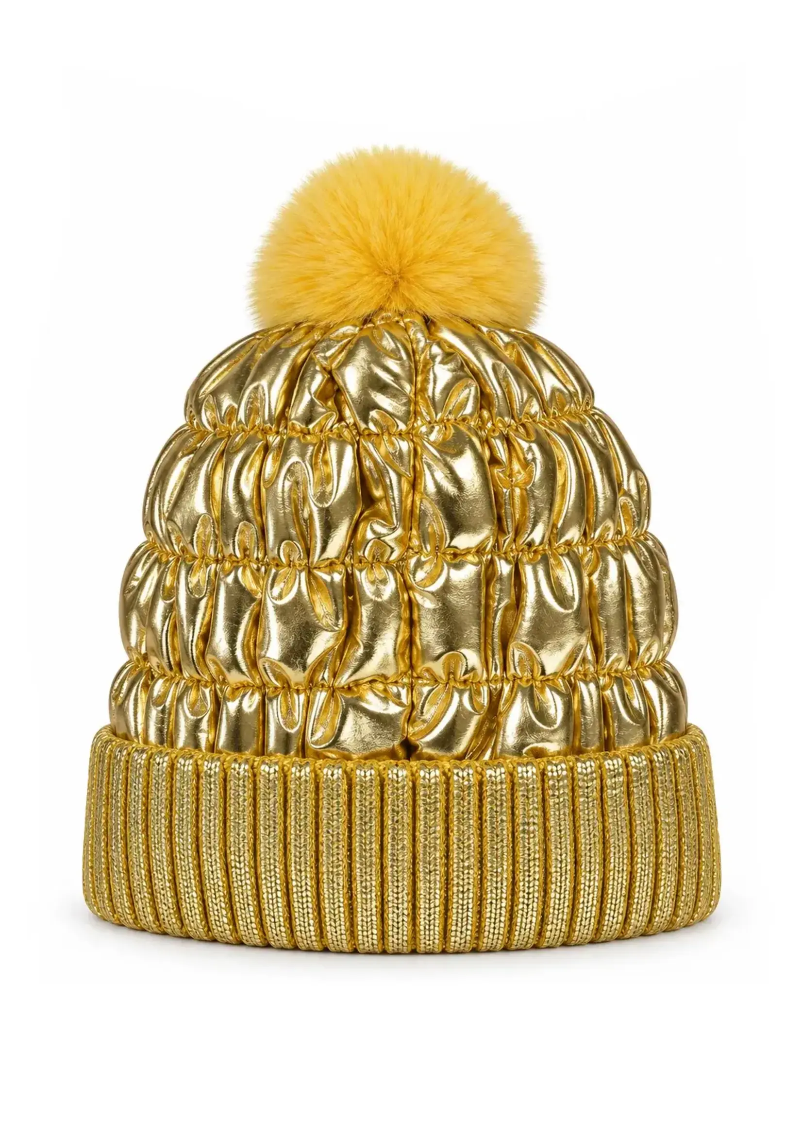 PartyXplosion Metallic gouden muts met pompon