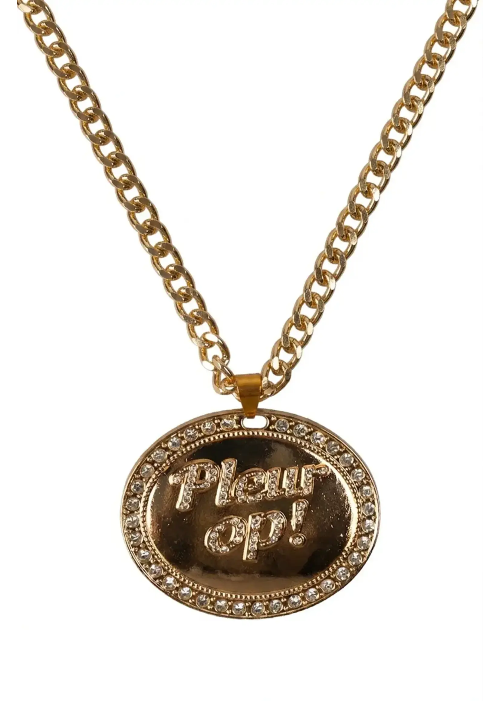 PartyXplosion Gouden ketting met "Pleur op!"