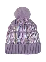 PartyXplosion Metallic lila muts met pompon