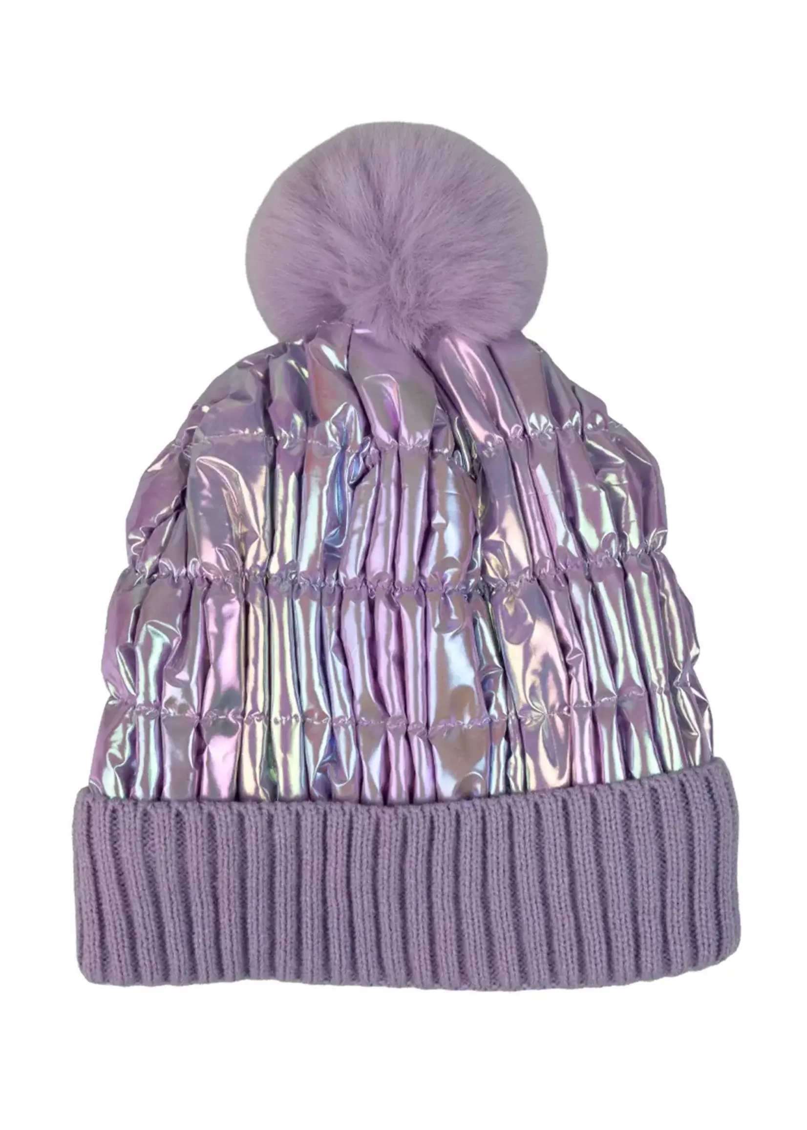 PartyXplosion Metallic lila muts met pompon