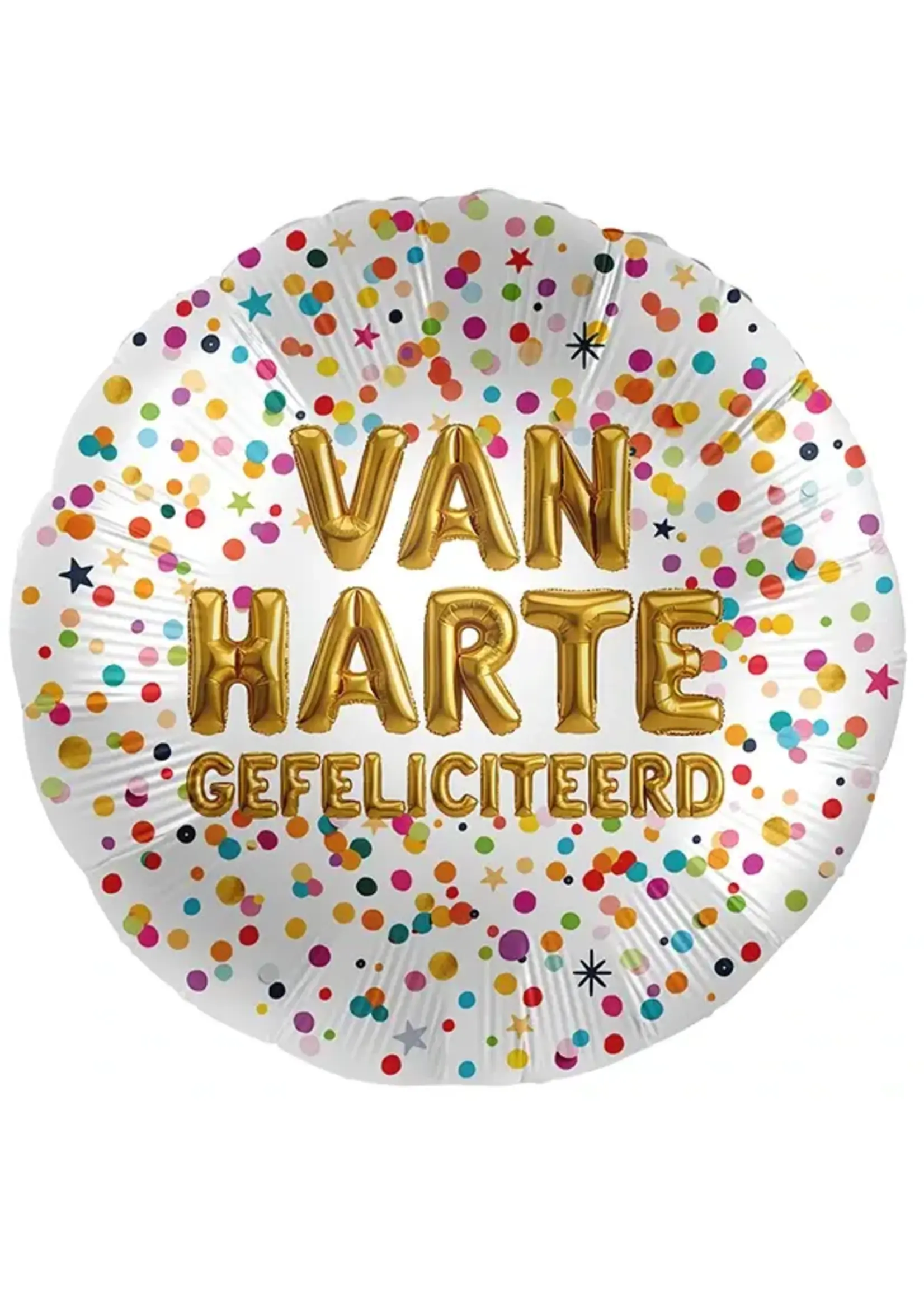 De Ballonnerie Folieballon Van Harte Gefeliciteerd Confetti 46cm