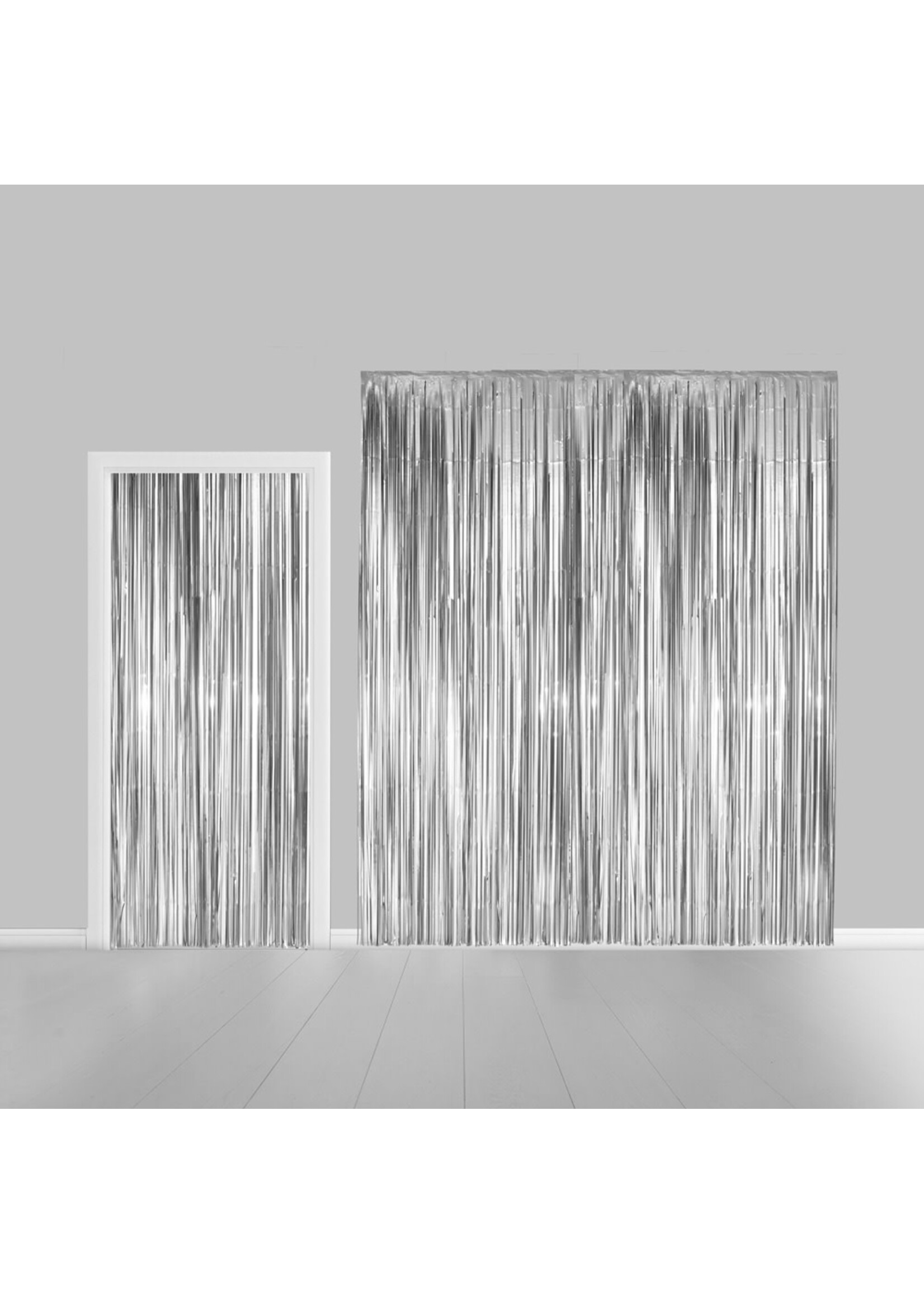 Globos Europe Feestgordijn 100x240cm zilver