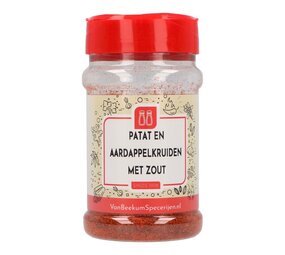 Patat en aardappelkruiden met zout Patat en aardappelkruiden met zout