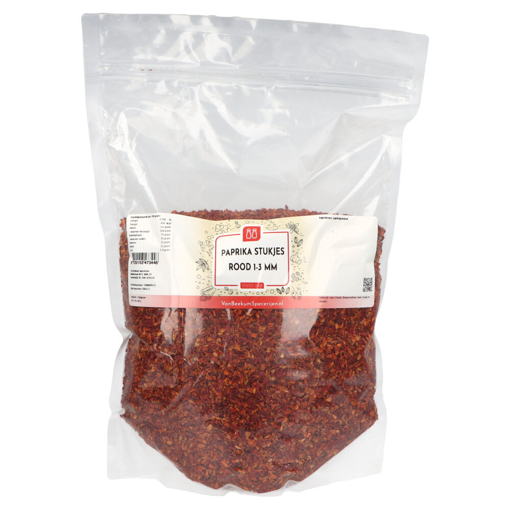 Paprika stukjes rood 1-3 mm Paprika stukjes rood 1-3 mm