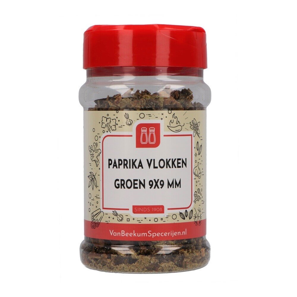 Paprika vlokken groen 9x9 mm Paprika vlokken groen 9x9 mm