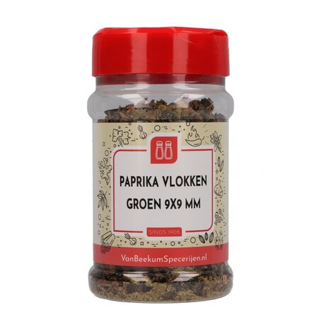 Paprika vlokken groen 9x9 mm Paprika vlokken groen 9x9 mm