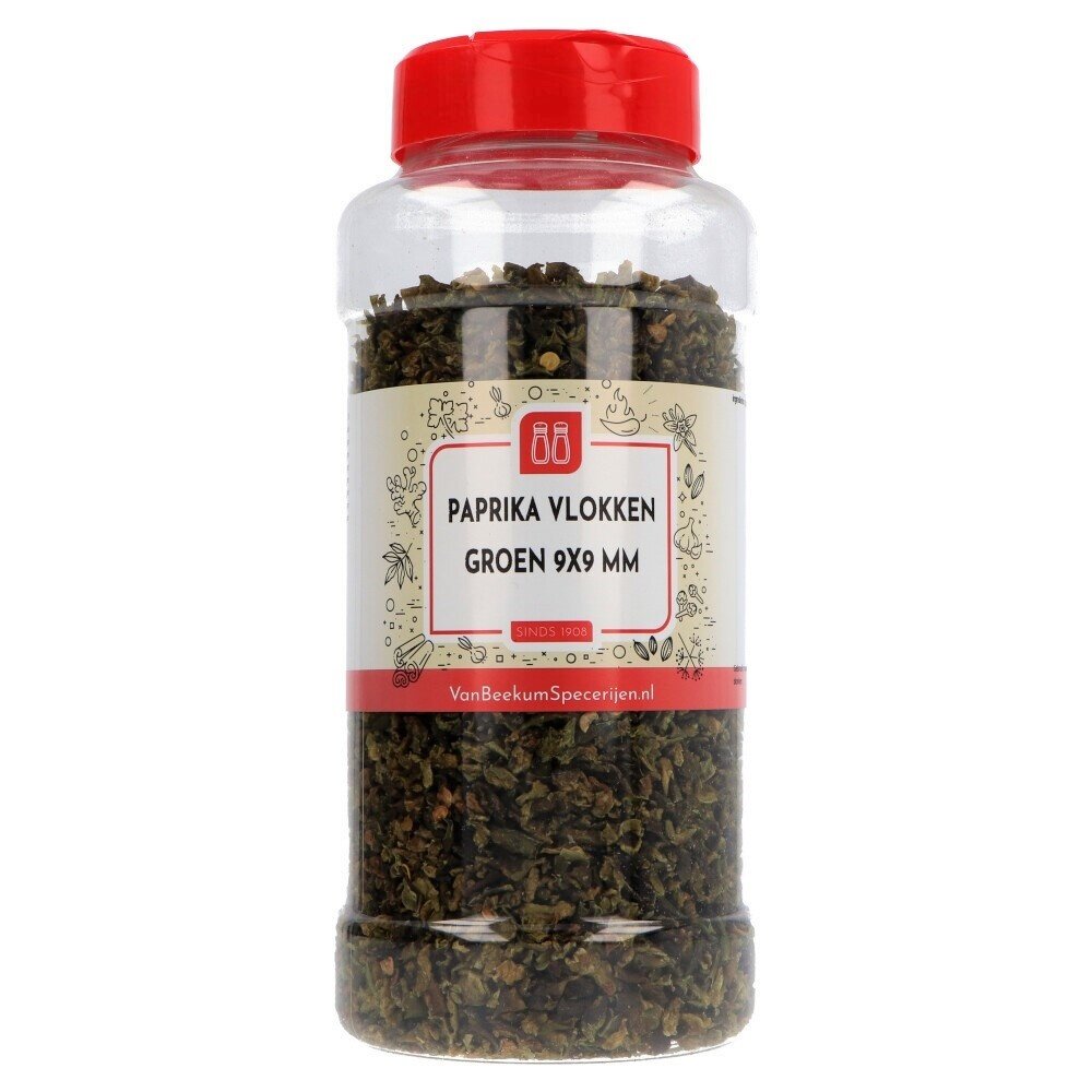 Paprika vlokken groen 9x9 mm Paprika vlokken groen 9x9 mm