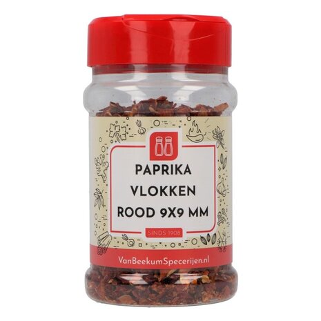 Paprika vlokken rood 9x9 mm Paprika vlokken rood 9x9 mm