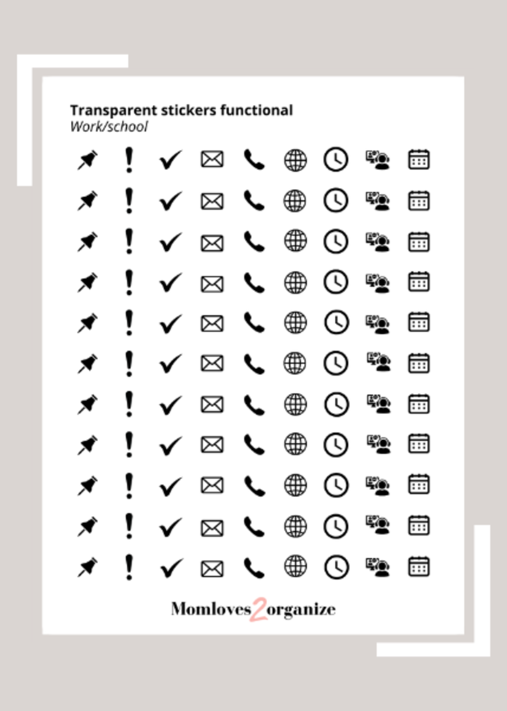 Transparante planner stickers Work - Momloves2organize