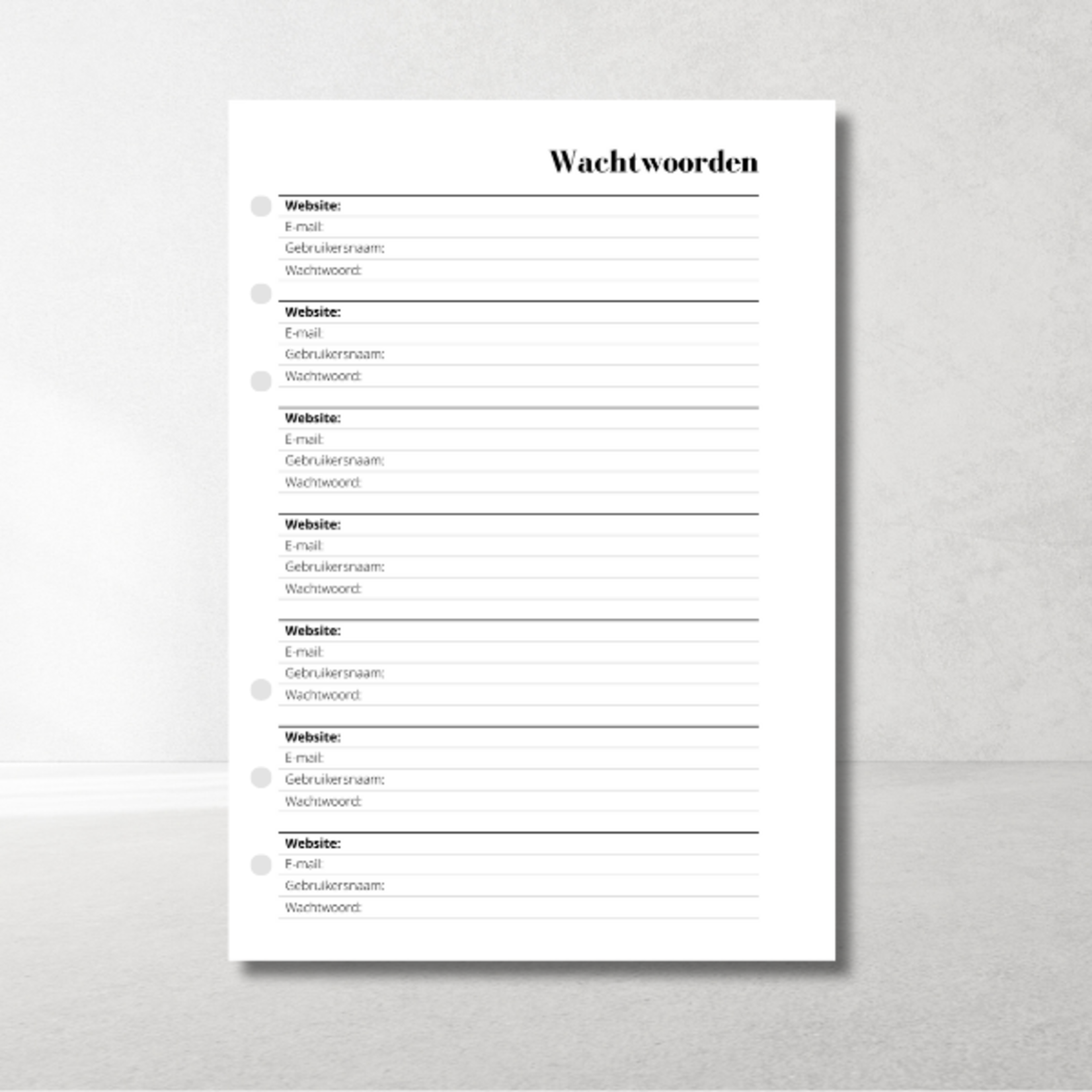 A5 Ringbandplanner Inhoud Wachtwoorden – veilig & overzichtelijk