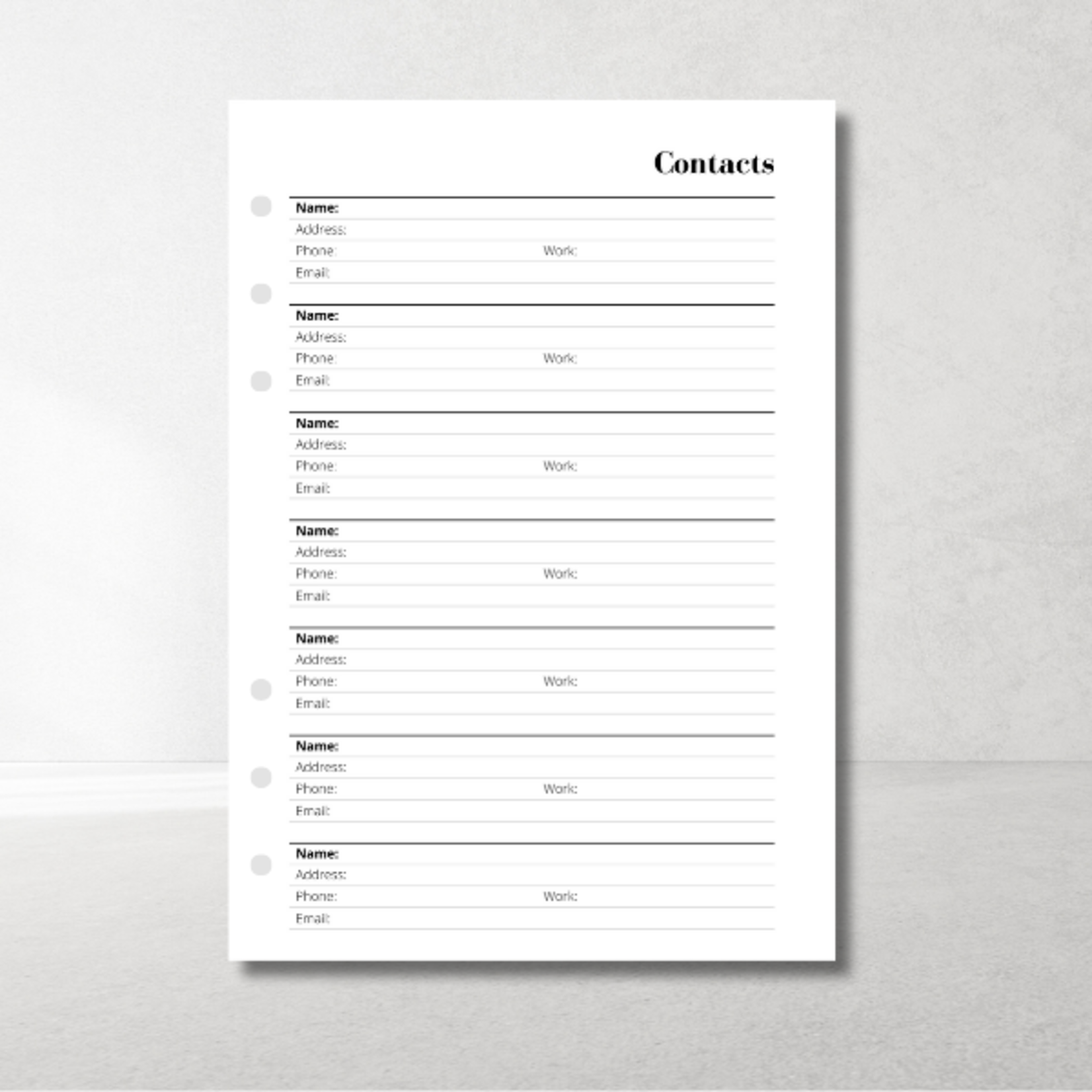 A5 Ring Binder Planner Address Inserts – keep contacts organized