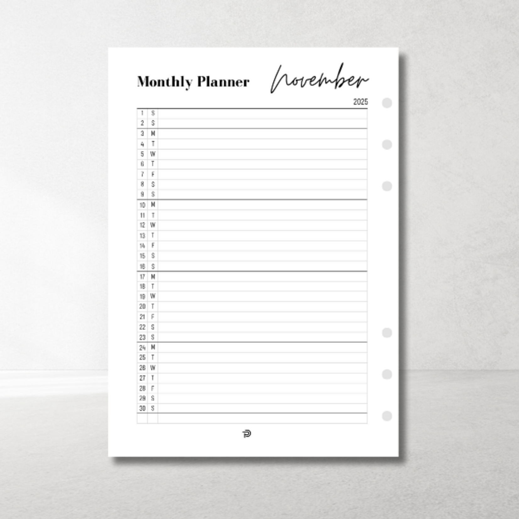 A5 Ringband Planner Agenda Bruin– 20 mm ringen
