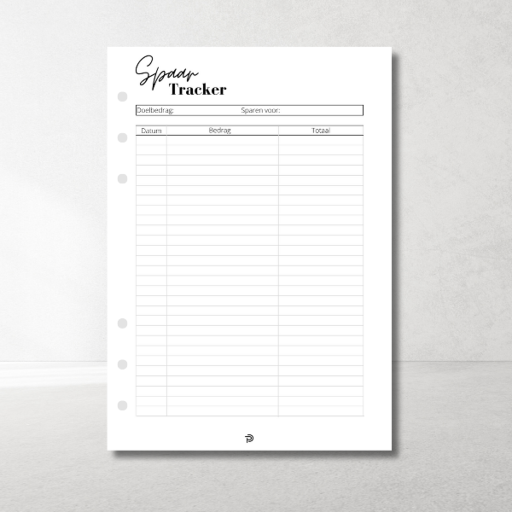 A5 Ringbandplanner Inhoud Spaartracker – spaar met overzicht & motivatie