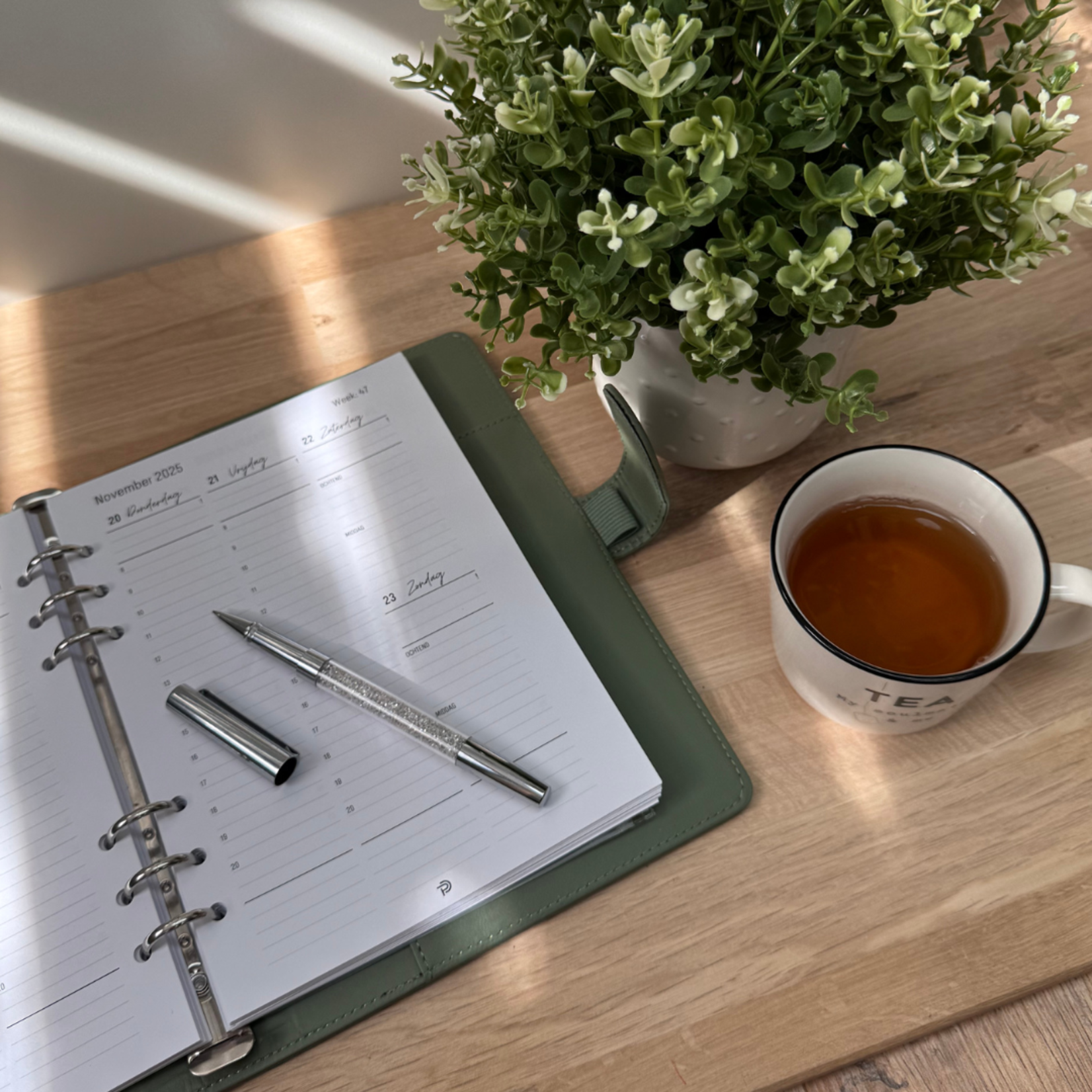 A5 Ring Binder Planner Agenda Moss Green – 20 mm rings