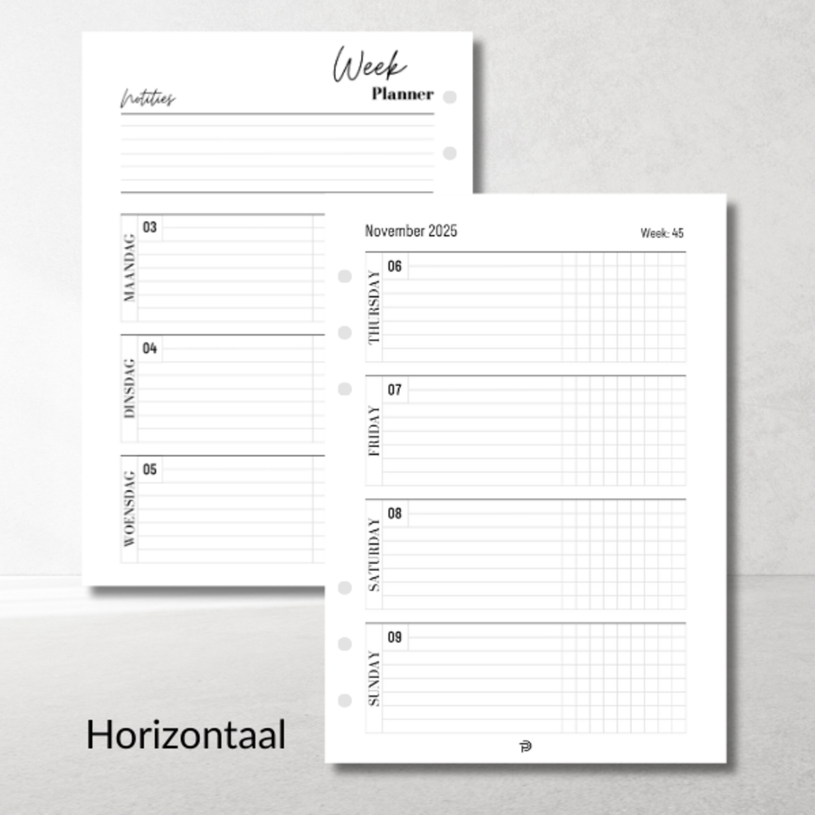 A5 Ring Binder Planner Dated Weekly Planner – horizontal or vertical