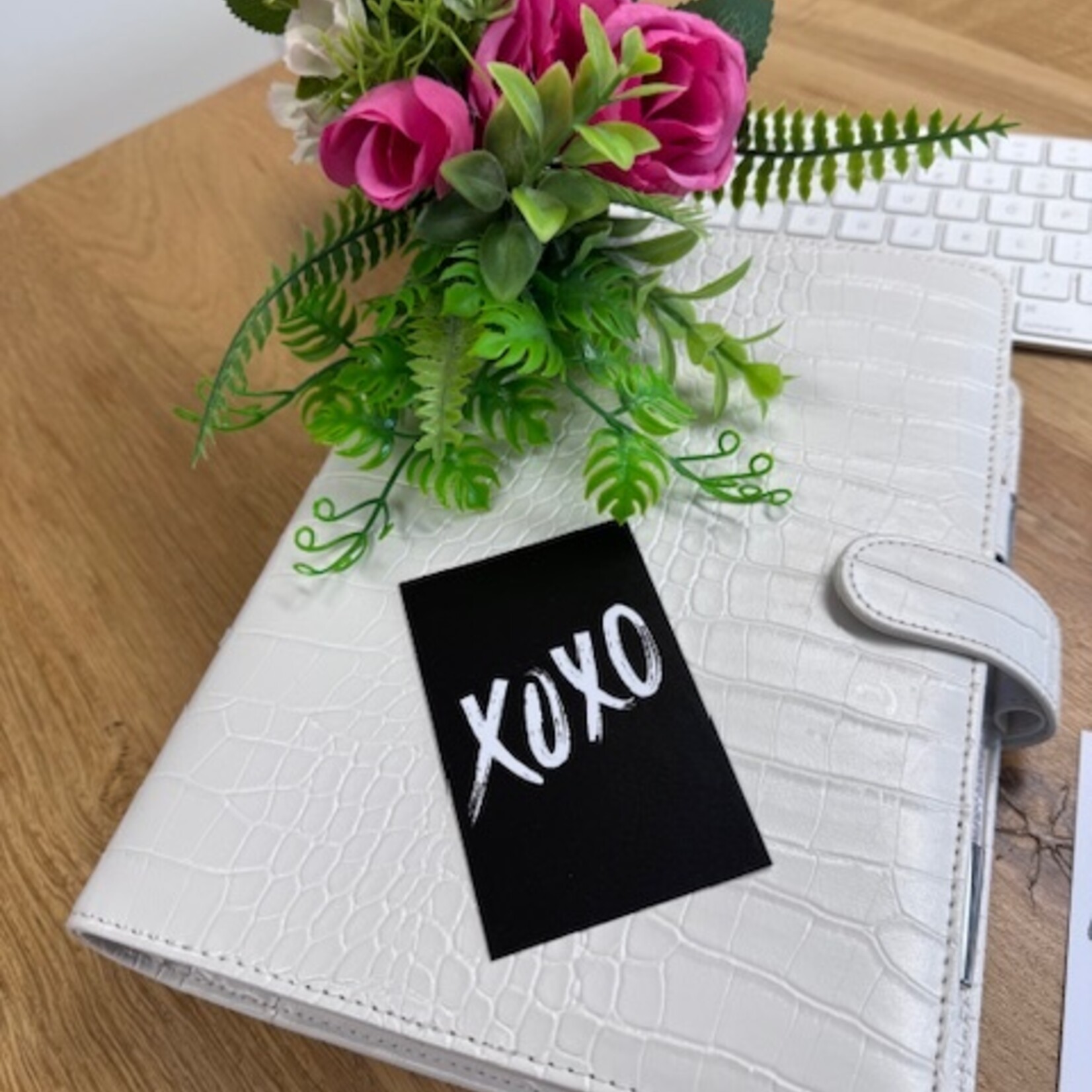 Complete A5 White Croco Ring Binder Planner – stylish & spacious with 30 mm rings