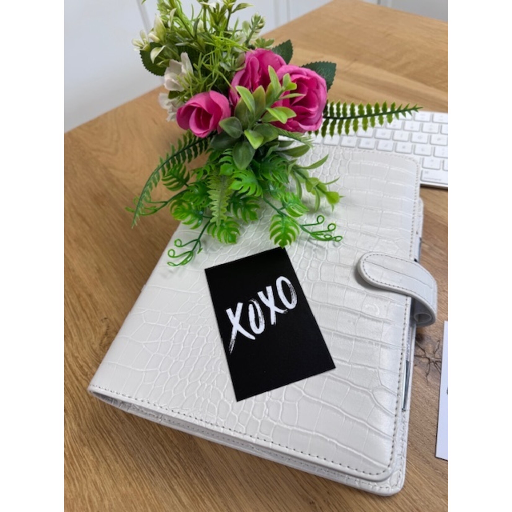 A5 White Croco Ring Binder Planner – stylish & spacious with 30 mm rings