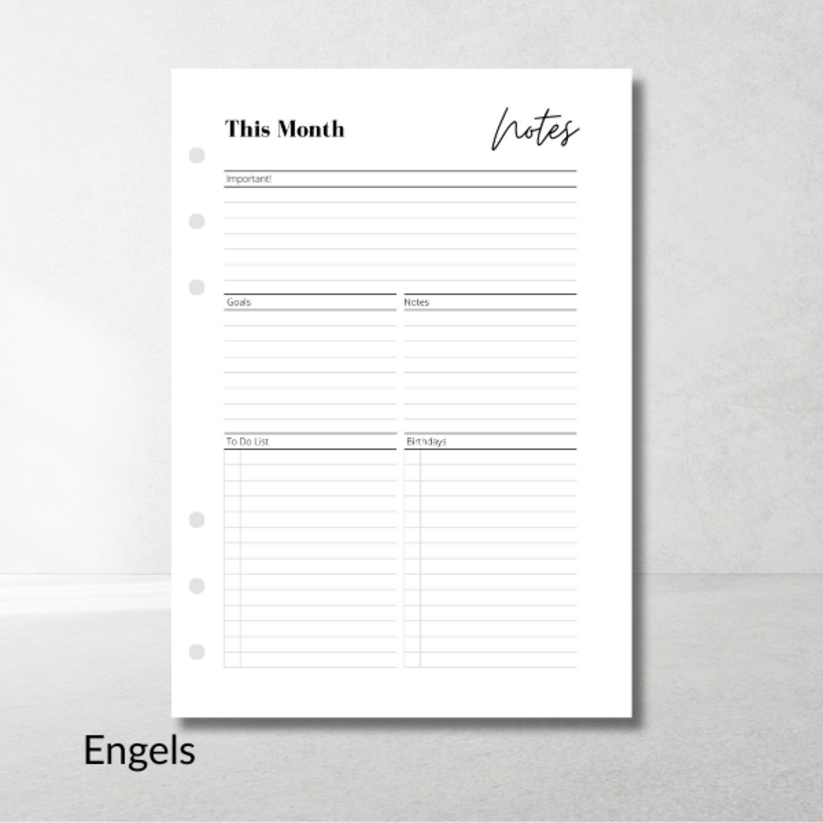 A5 Ring Binder Planner Agenda – 30 mm rings