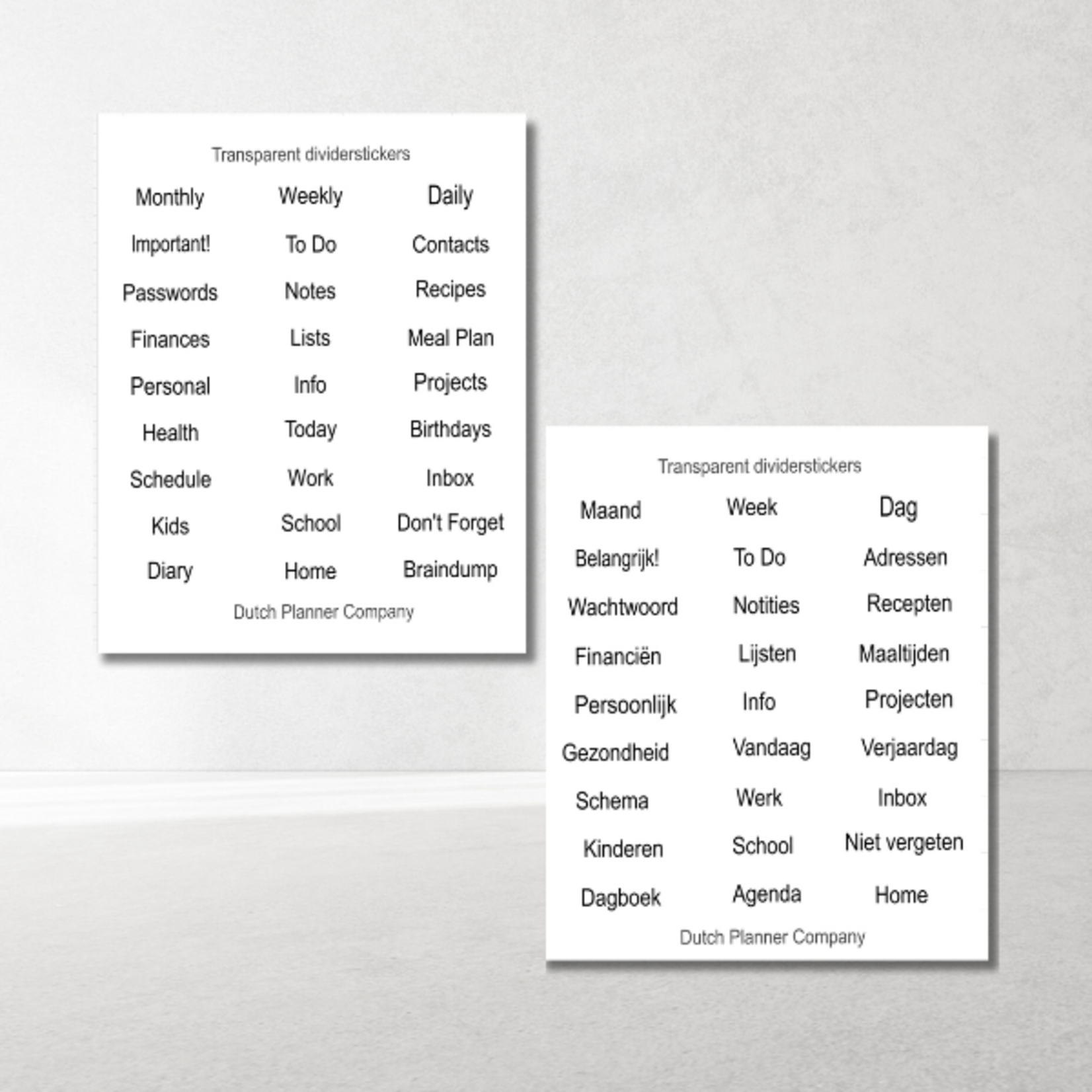 Transparent Planner Stickers – for tab dividers