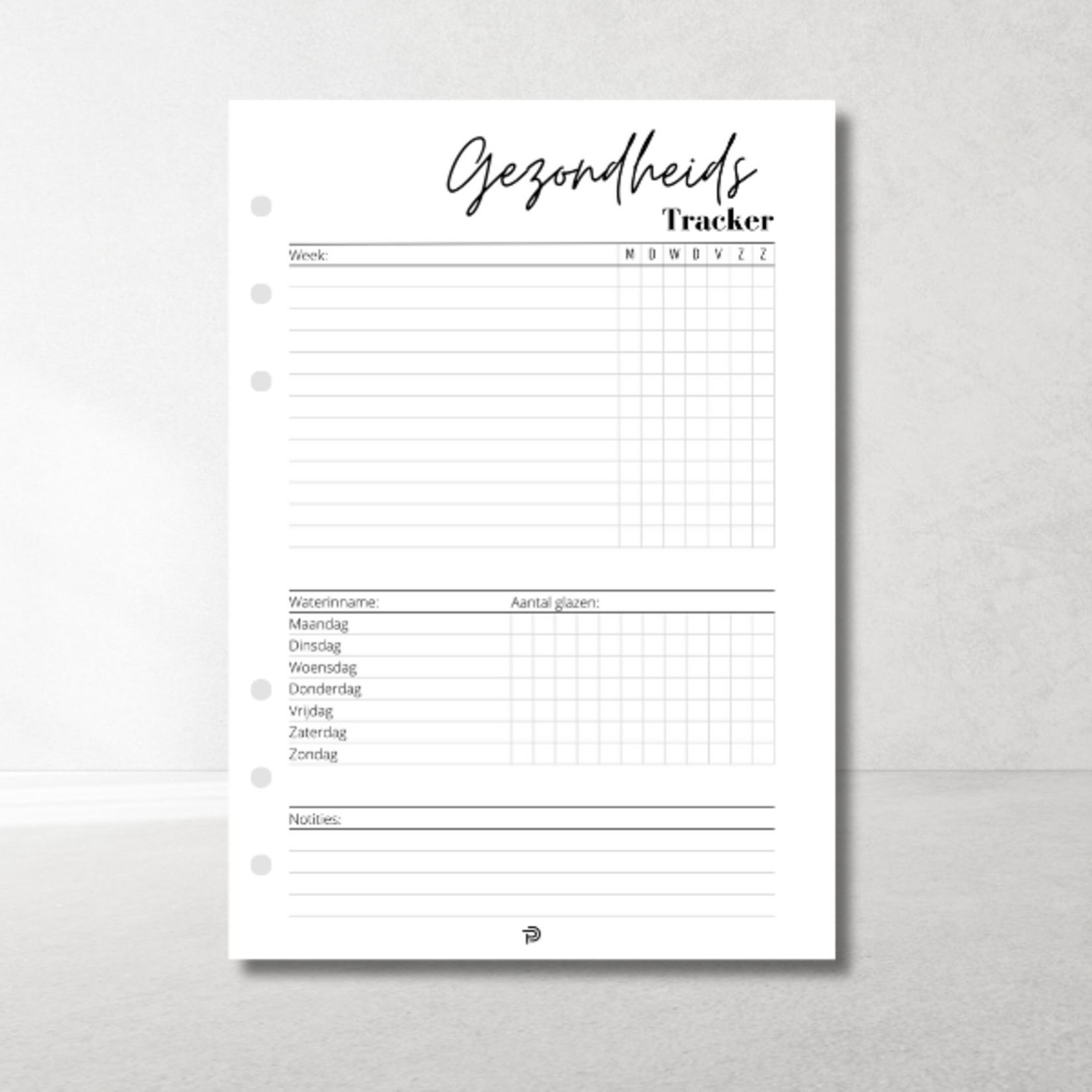 A5 Ring Binder Planner Health Inserts – goals, trackers & progress