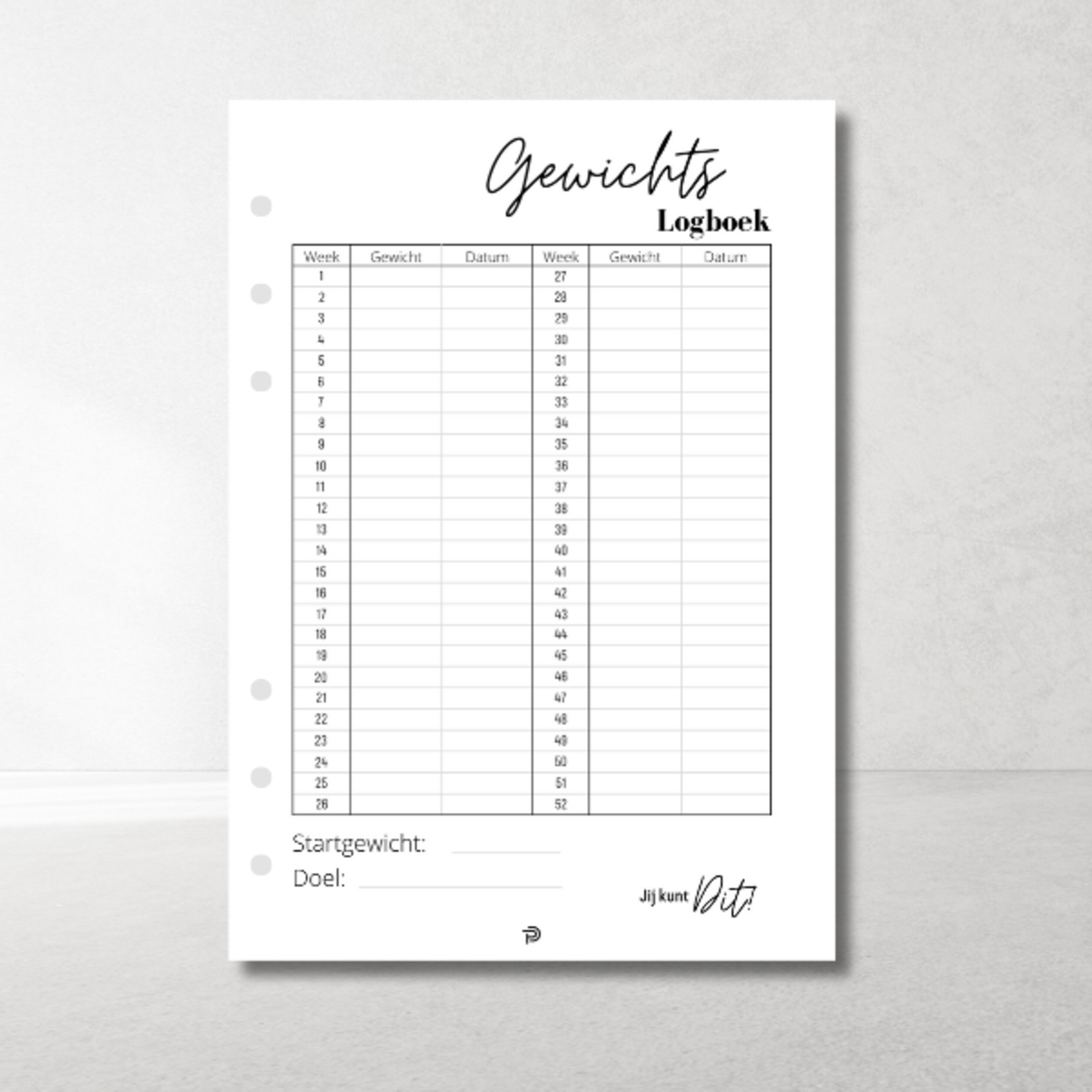 A5 Ring Binder Planner Health Inserts – goals, trackers & progress