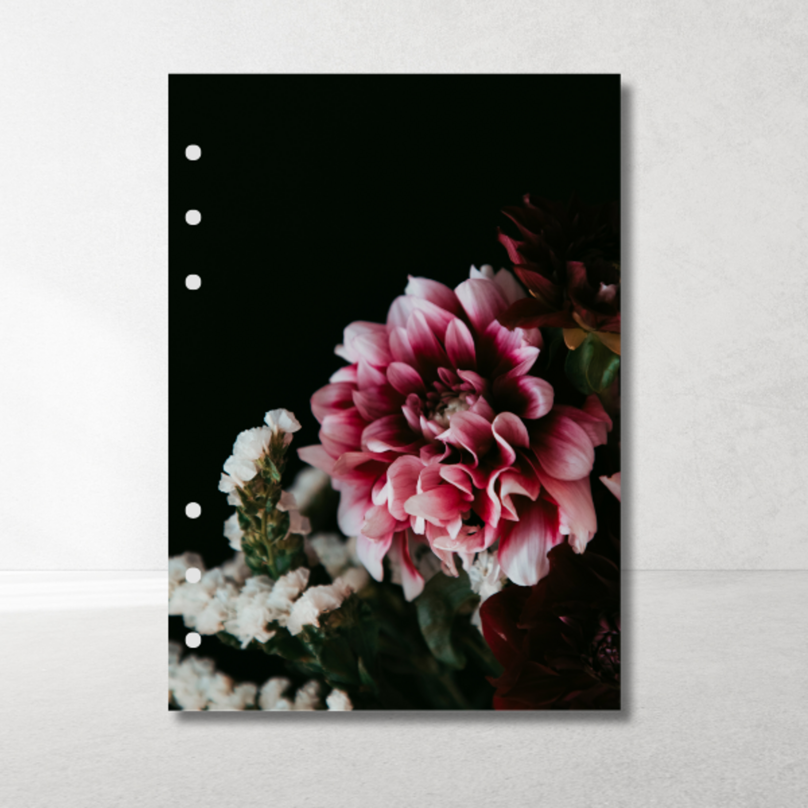 A5 Planner Inlegkaarten Dark Flowers – set van 6, 6 designs