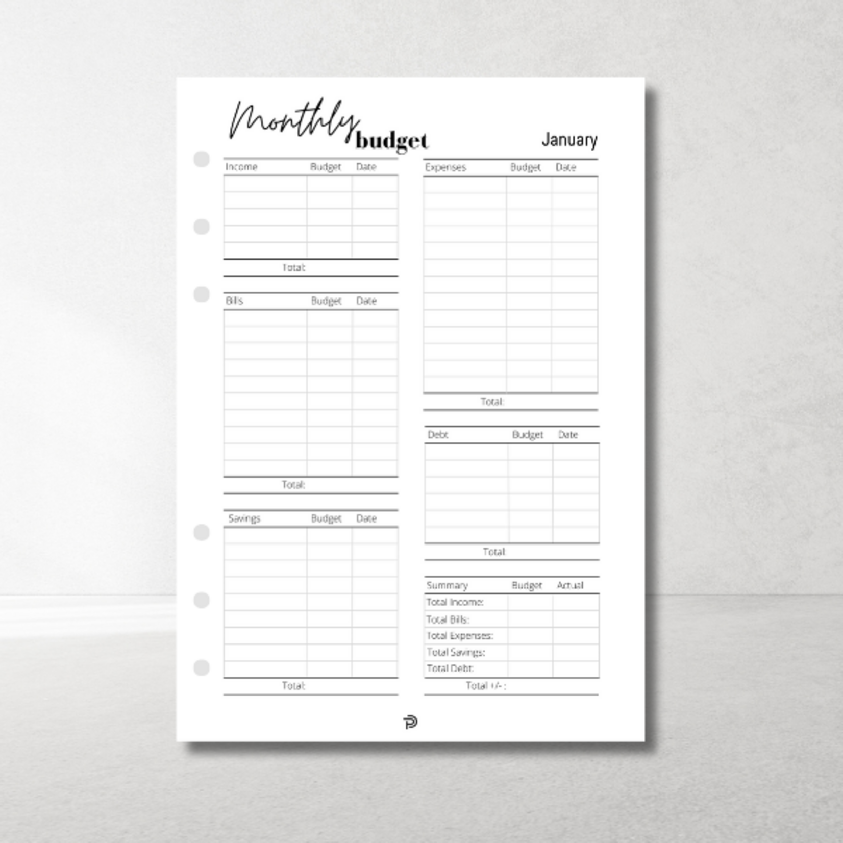 A5 Ringbandplanner Inhoud Financiën – overzicht & controle over je budget