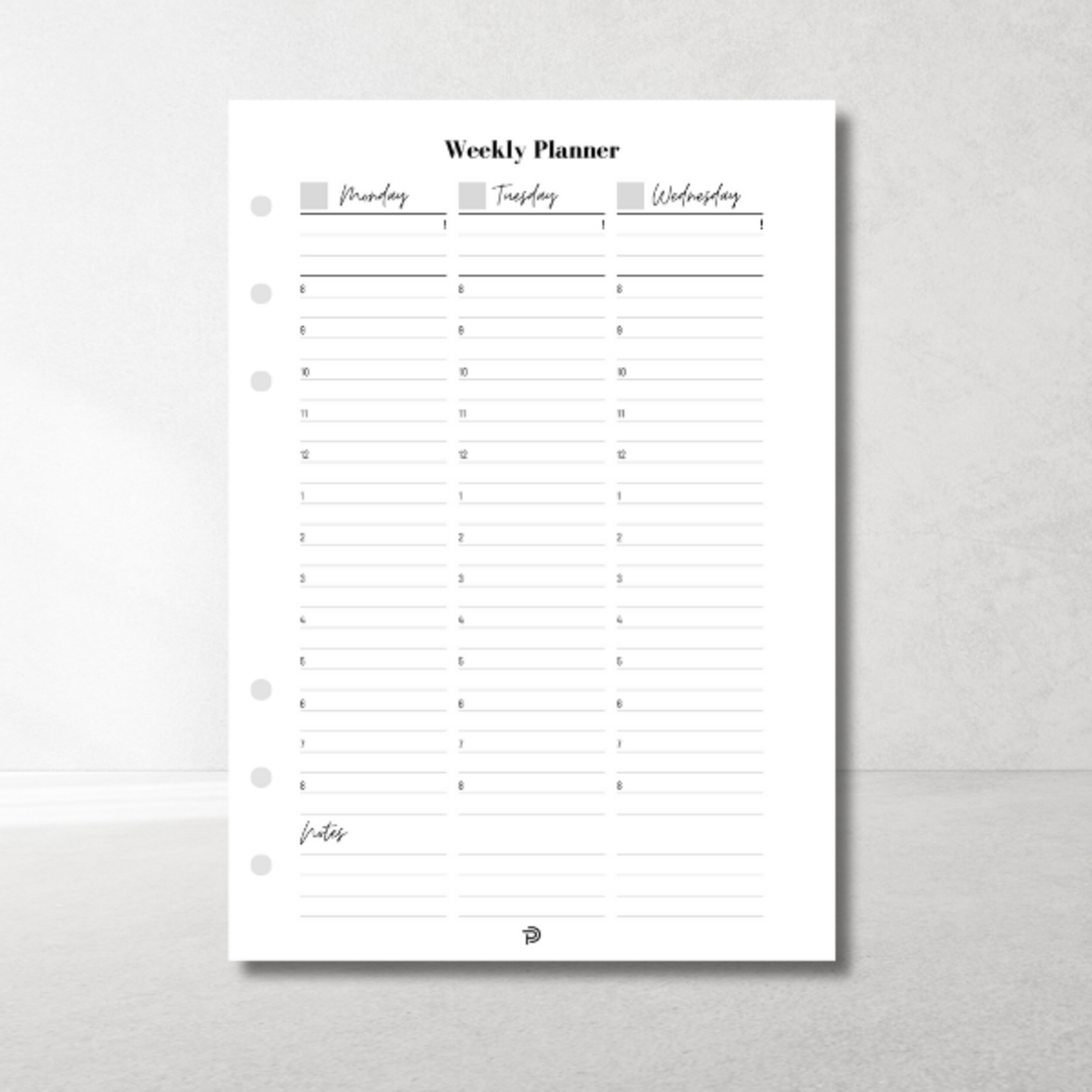 Weekplanner Verticaal A5 ongedateerd
