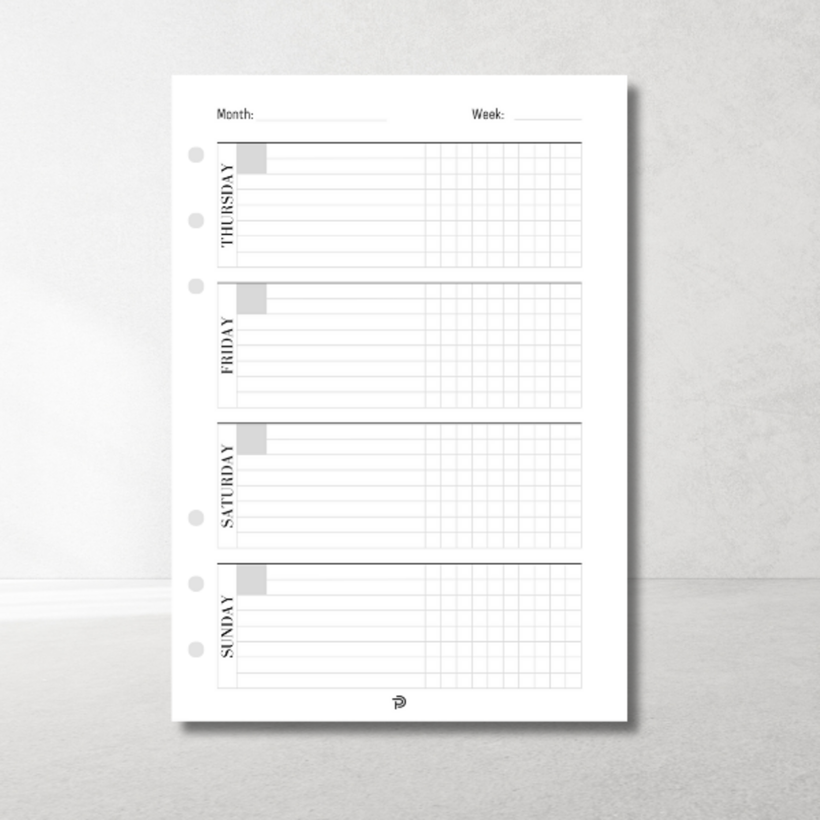 Weekly Planner  Horizontal A5 undated