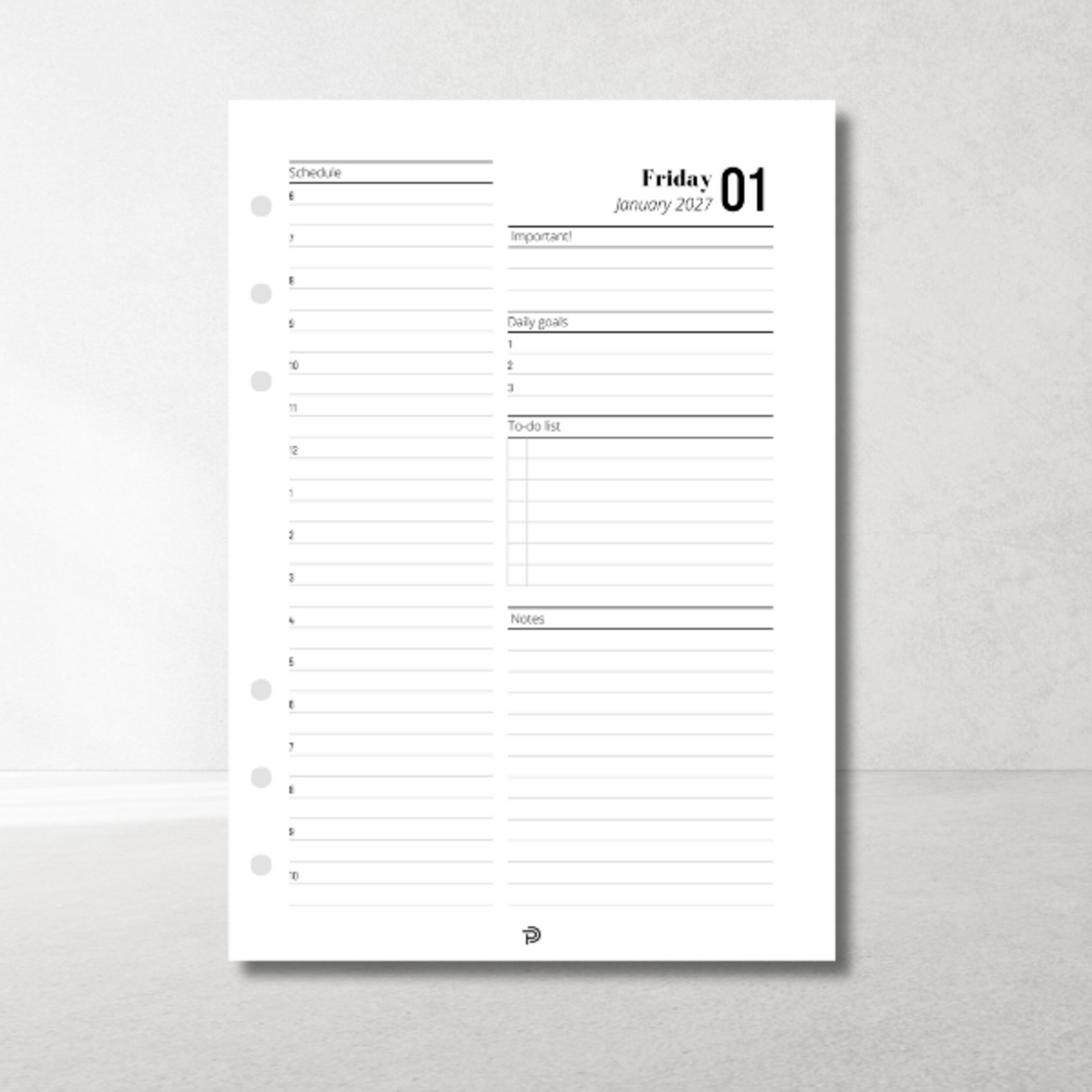 A5 Ring Binder Planner Dated Daily Planner – detailed day overview