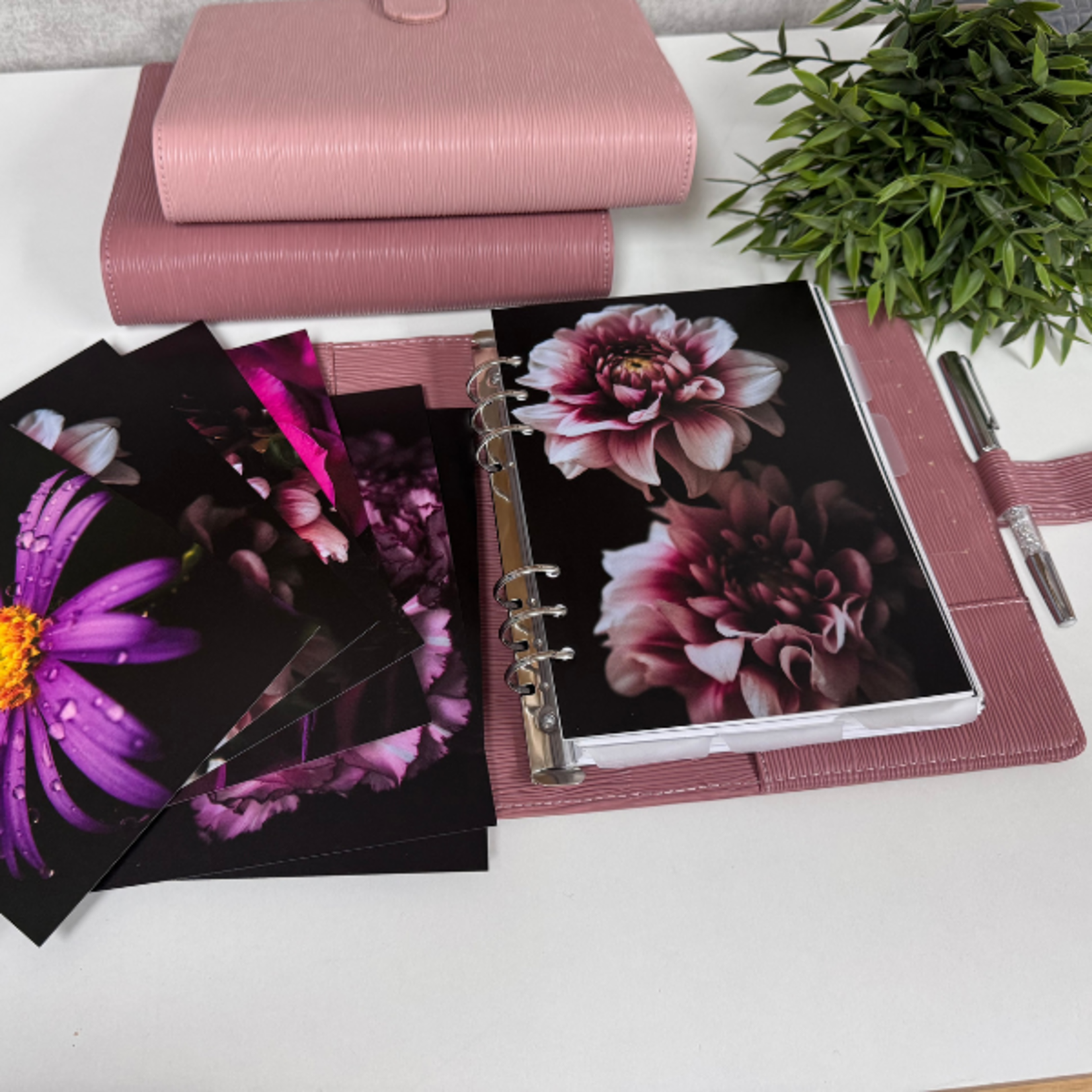 A5 Planner Inlegkaarten Dark Flowers – set van 6, 6 designs