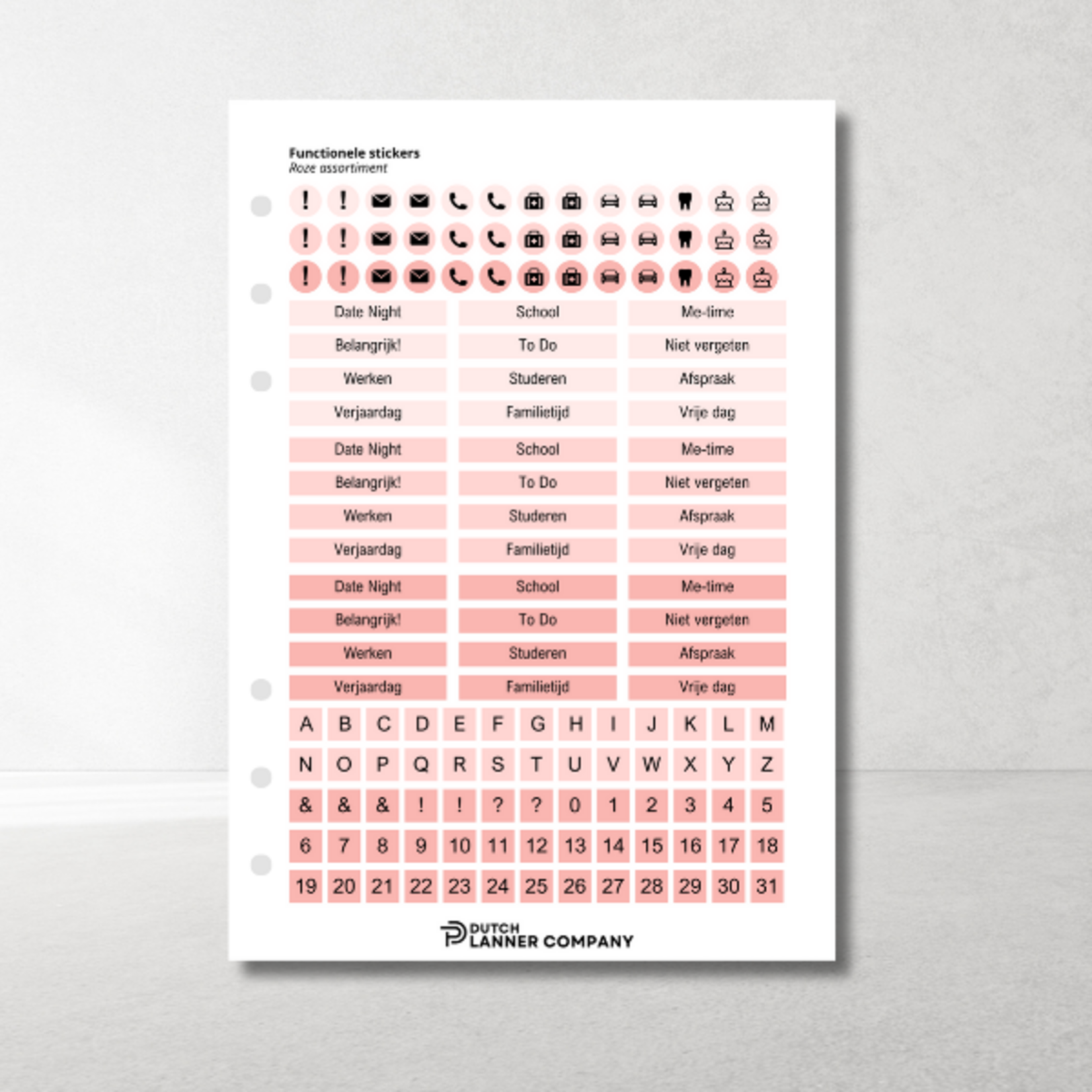 Transparante Plannerstickers Roze – overzichtelijk & functioneel
