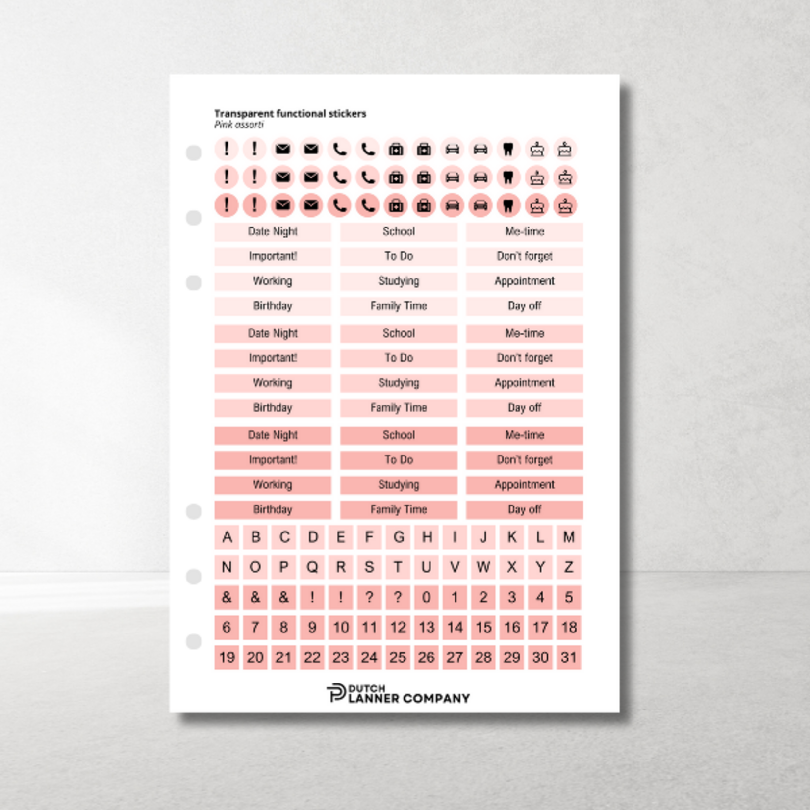 Transparante Plannerstickers Roze – overzichtelijk & functioneel