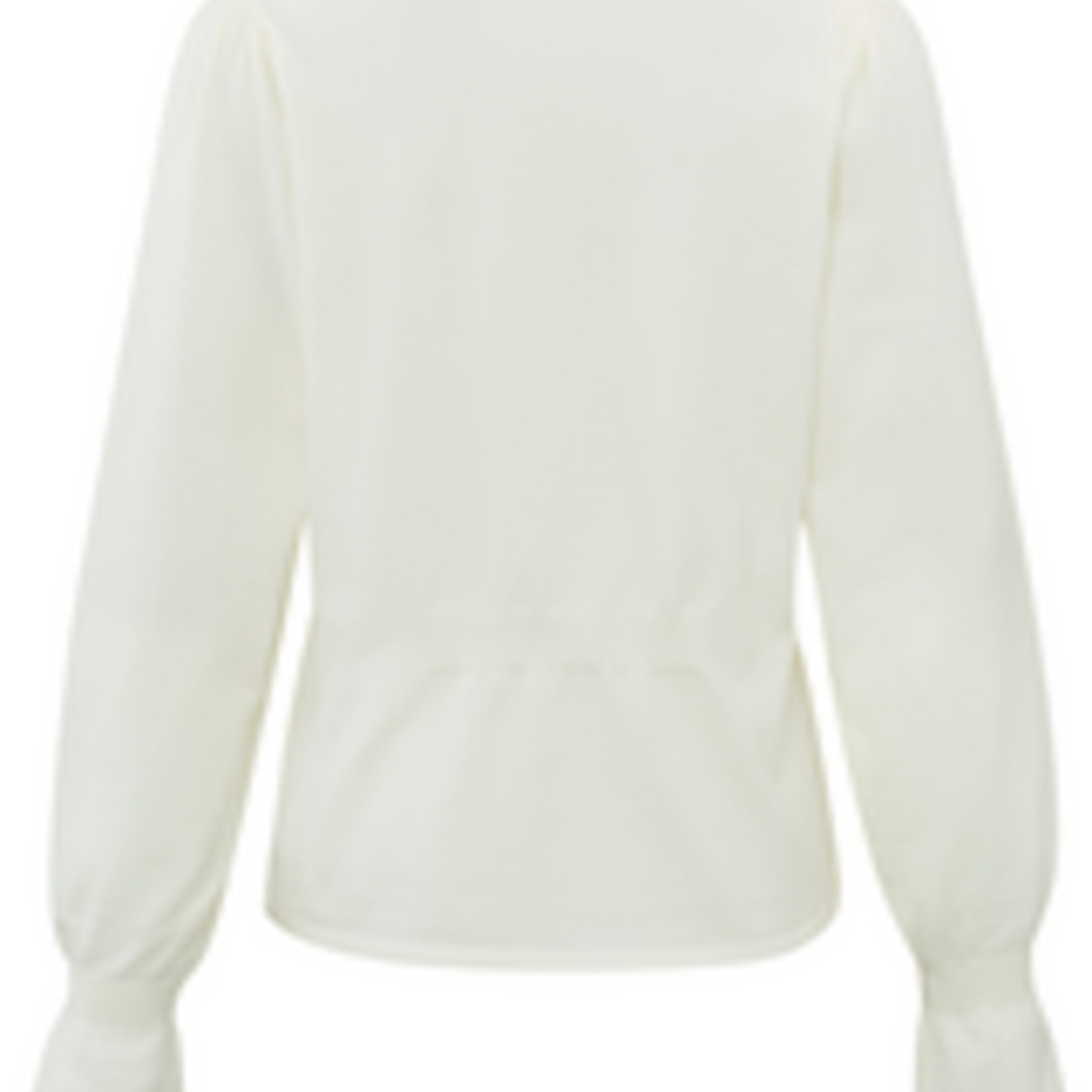 YAYA Trui Met V-hals, Lange Trompetmouwen En Plooidetails - Wool White