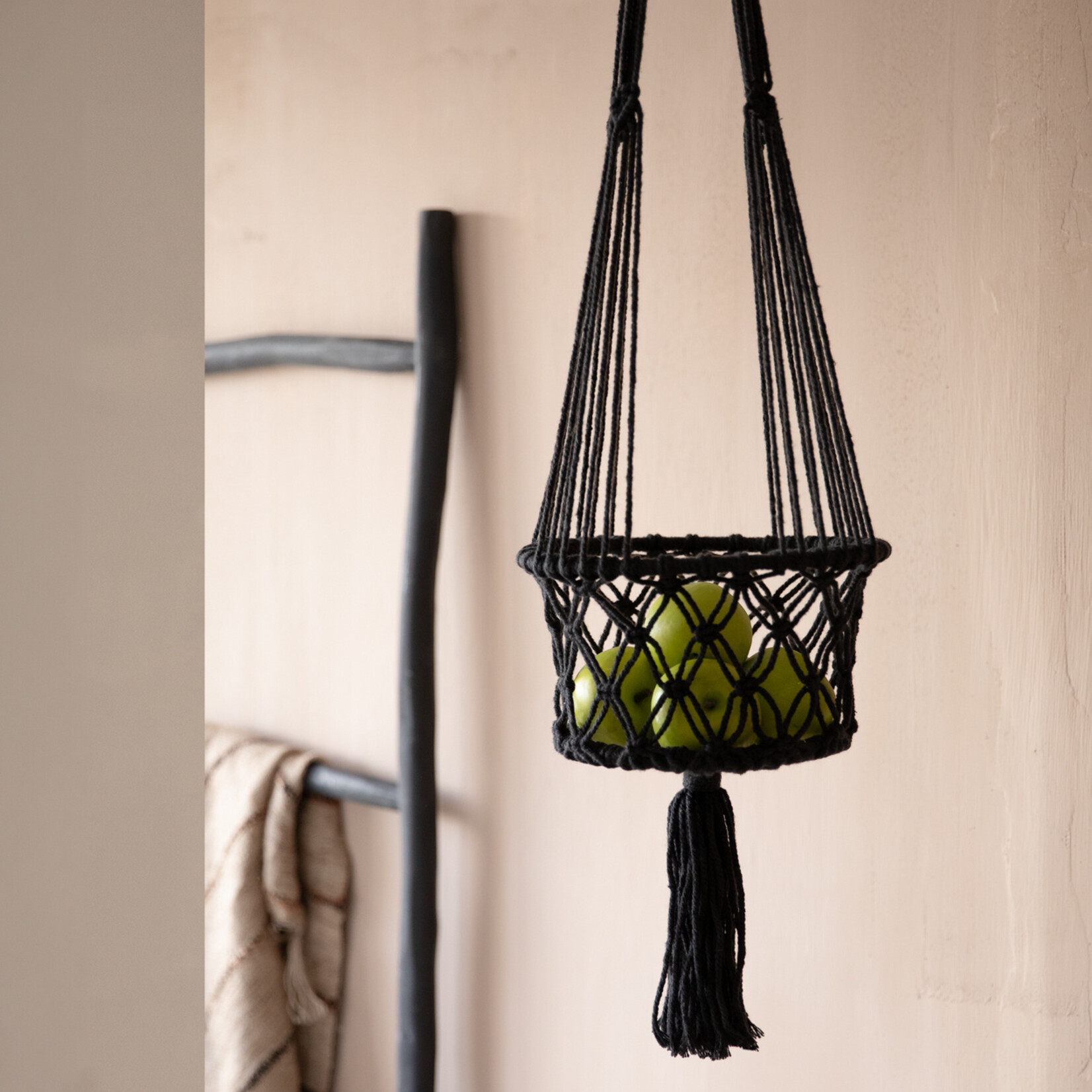 Bazar Bizar De Macrame Plantenhanger - Zwart - M