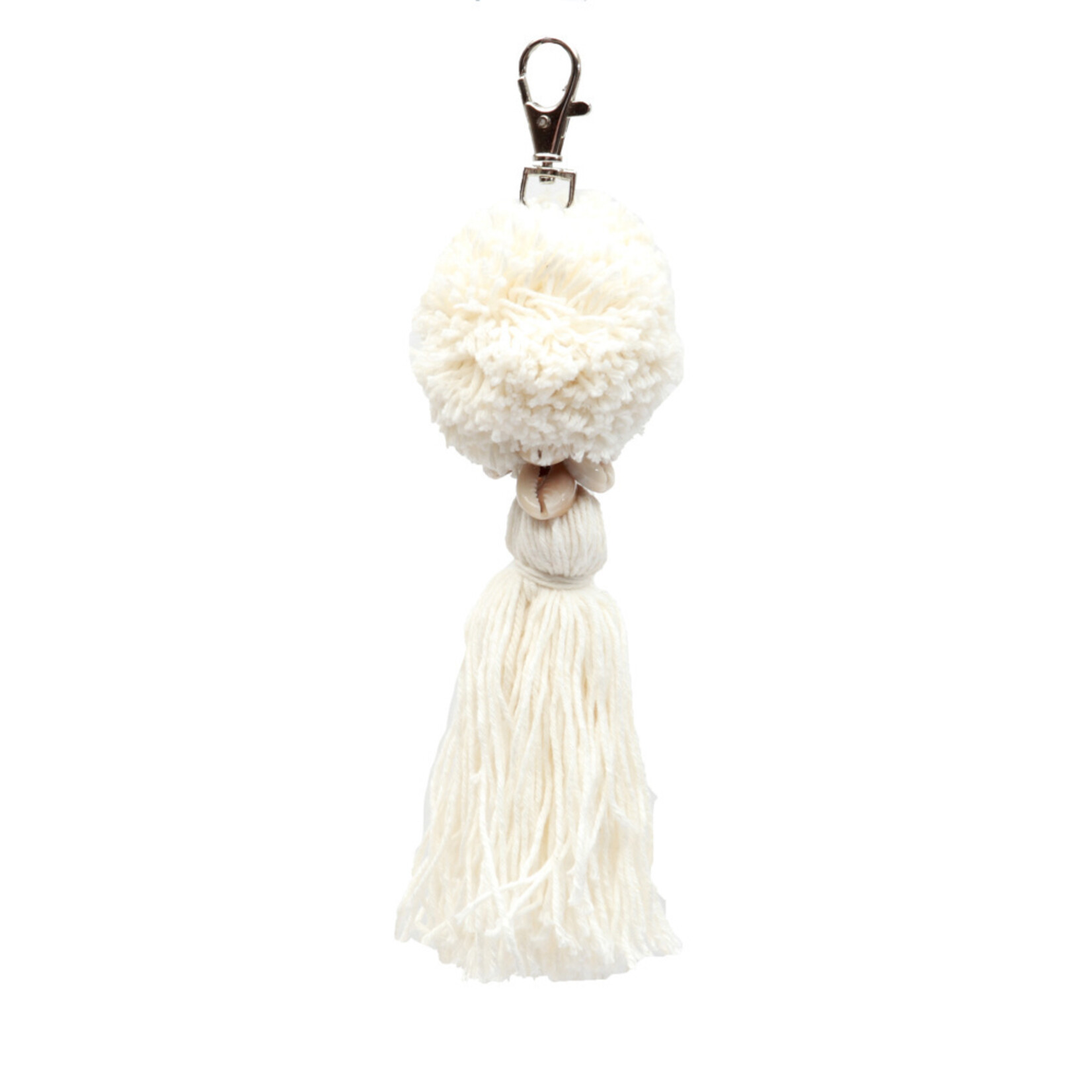 Bazar Bizar De Pompom Sleutelhanger - Wit