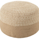 J-Line Pouf Miami Strip Outdoor Poly Natuurlijk/Wit