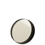 J-Line Spiegel met ronde metalen zwarte rand, klein formaat.