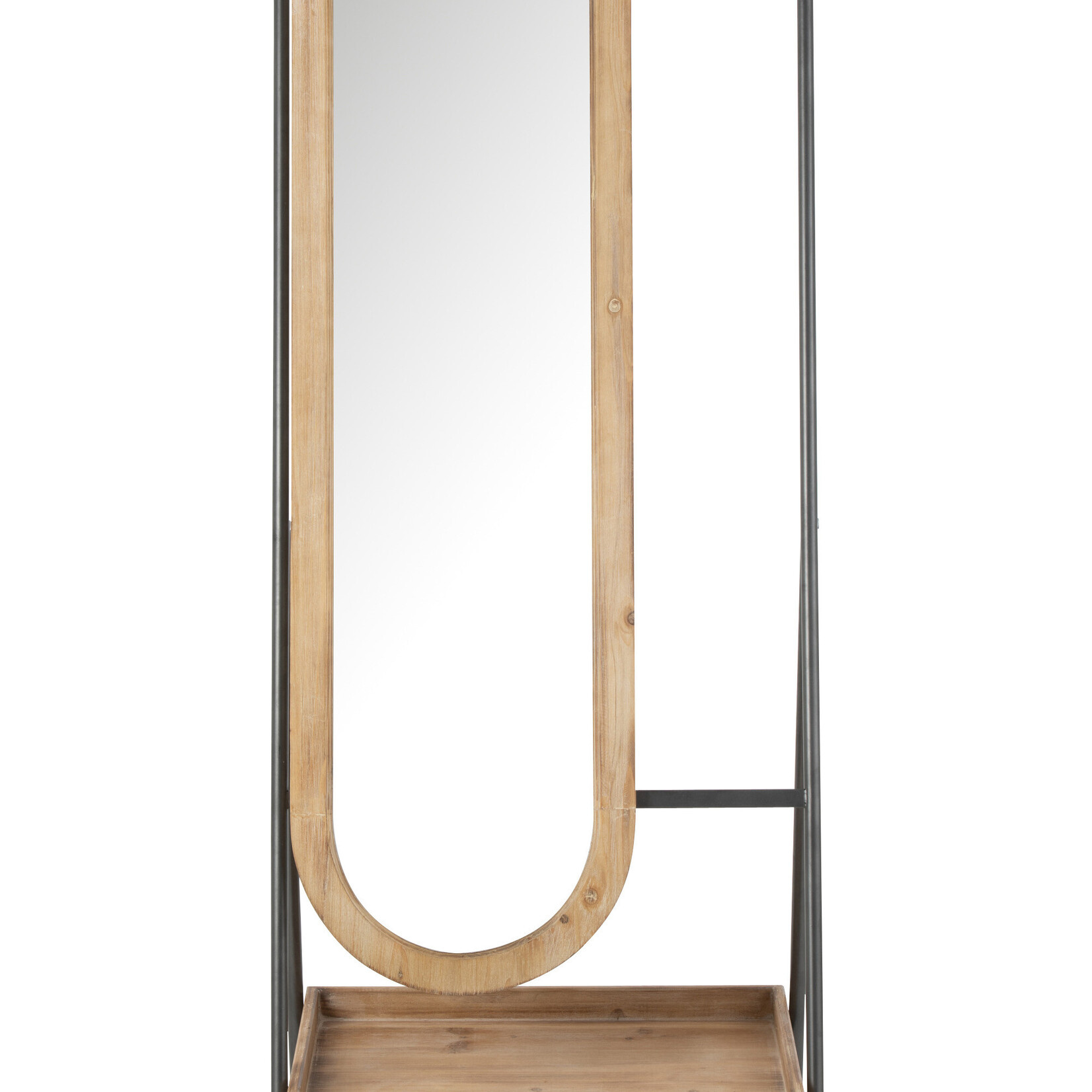 J-Line Spiegel Staand+Plank Metaal/Hout Bruin