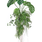 Greenmoods Kunst hangplant Monstera/Varen bal 100 cm XL - Kunstmatige hangende plant Monstera/Varen bal van 100 cm XL