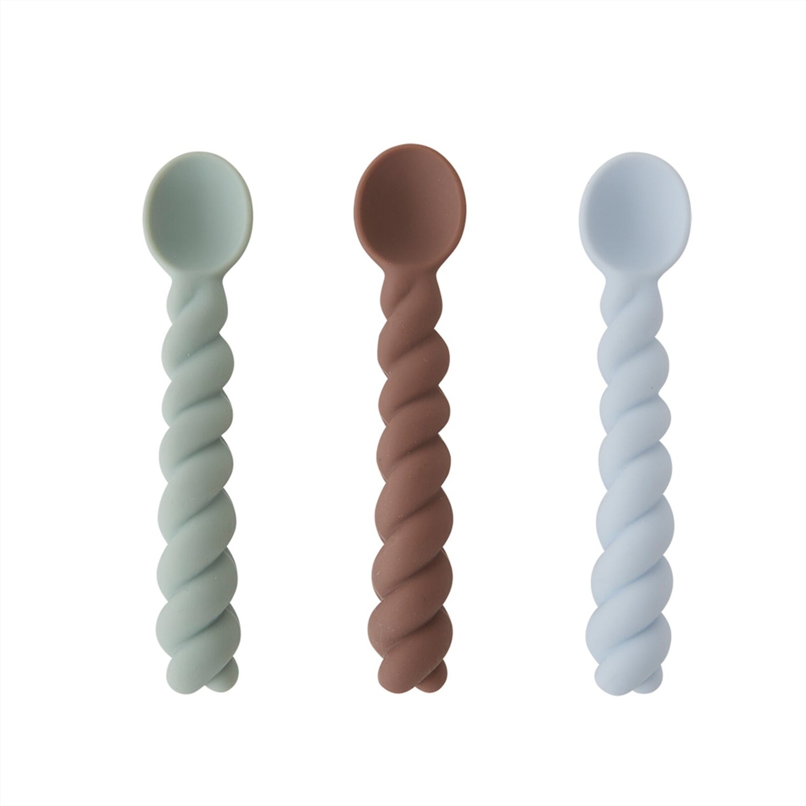 OYOY MINI Mellow Spoon - Pakket van 3 - Stoffig Blauw / Taupe / Licht Munt