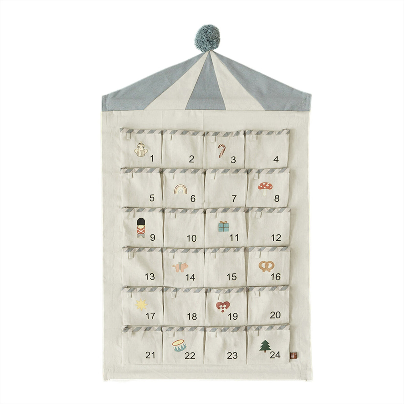 OYOY LIVING Circus Kerstkalender - Beige / Blauw